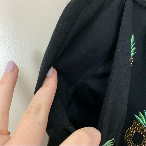 [H&M] Black Elastic Waist Beaded Pineapple Shorts - Picture 4 of 8